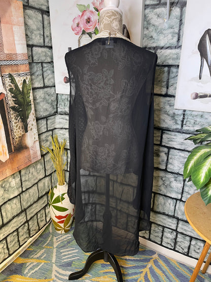 Casual Elegance Black Vest Blouse Women sz XL