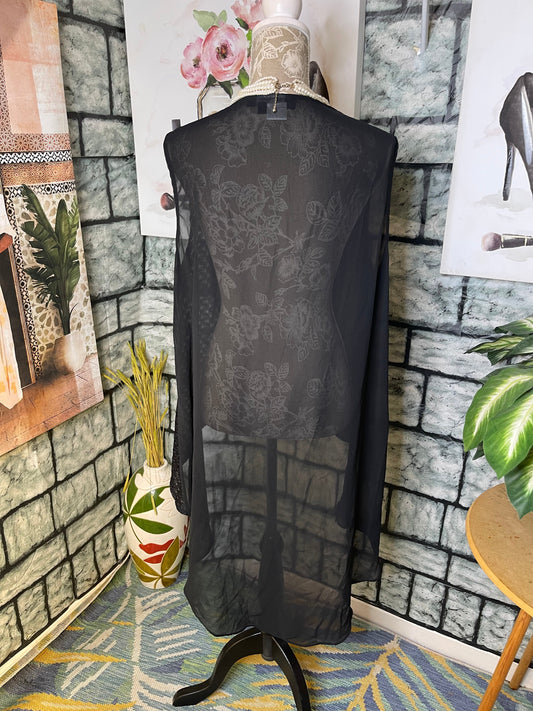 Casual Elegance Black Vest Blouse Women sz XL