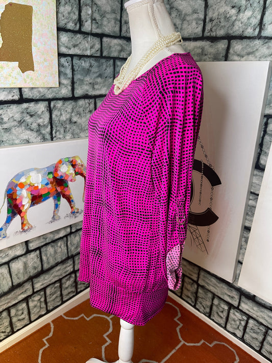 Chaus pink black blouse women sz Medium