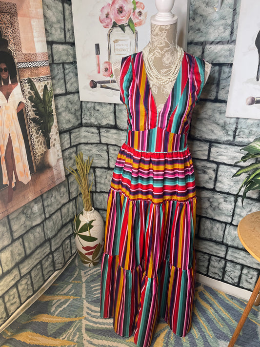 Dark Colorful Dress Women sz Small