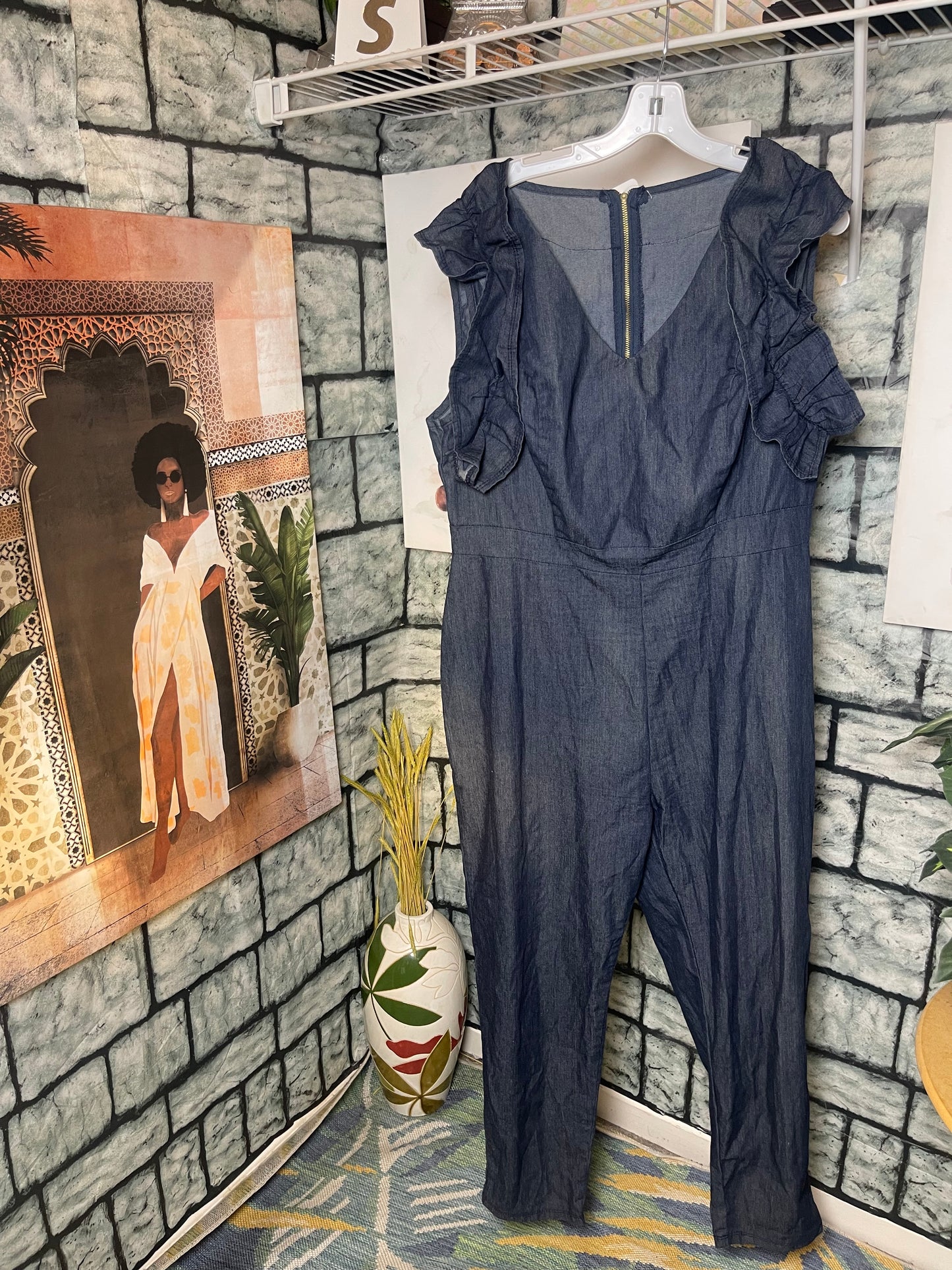 TouchMe Blue Demim Jumpsuit Women sz 2XL
