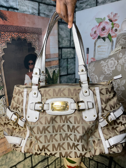 Michael Kors Tan White Handbag