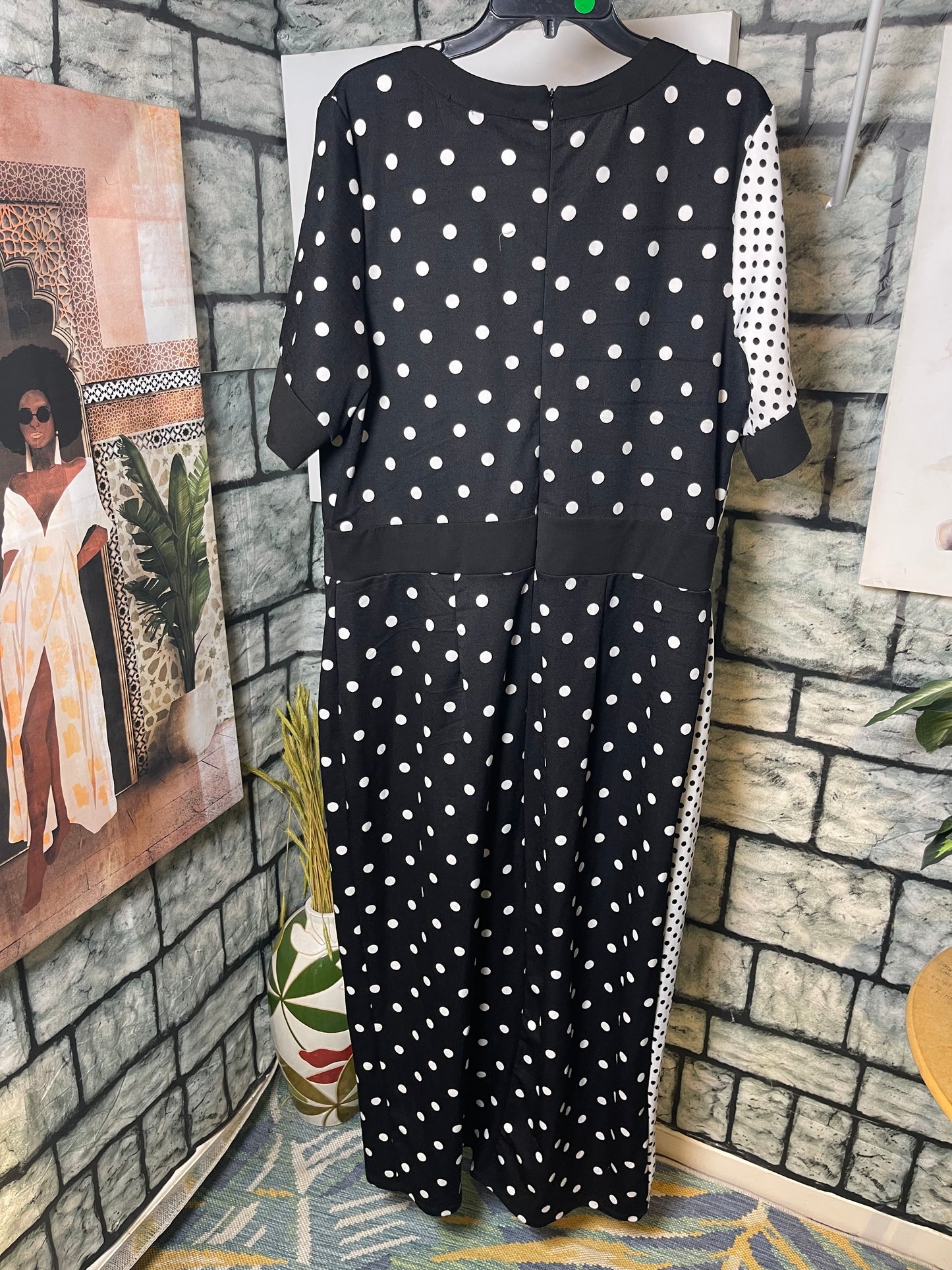 Ashley Stewart Black White Polka Dot Dress Women sz 18/20
