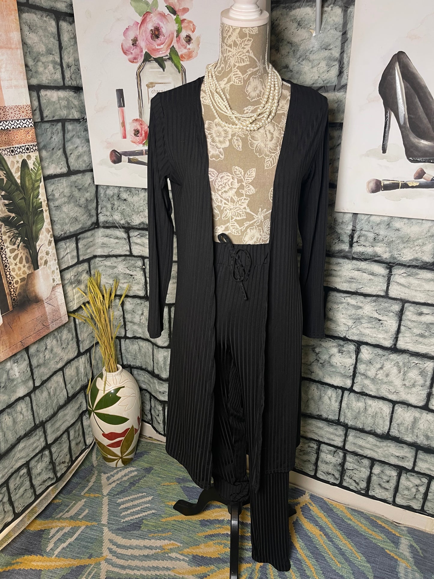 Black 2 Piece Set Women sz Large