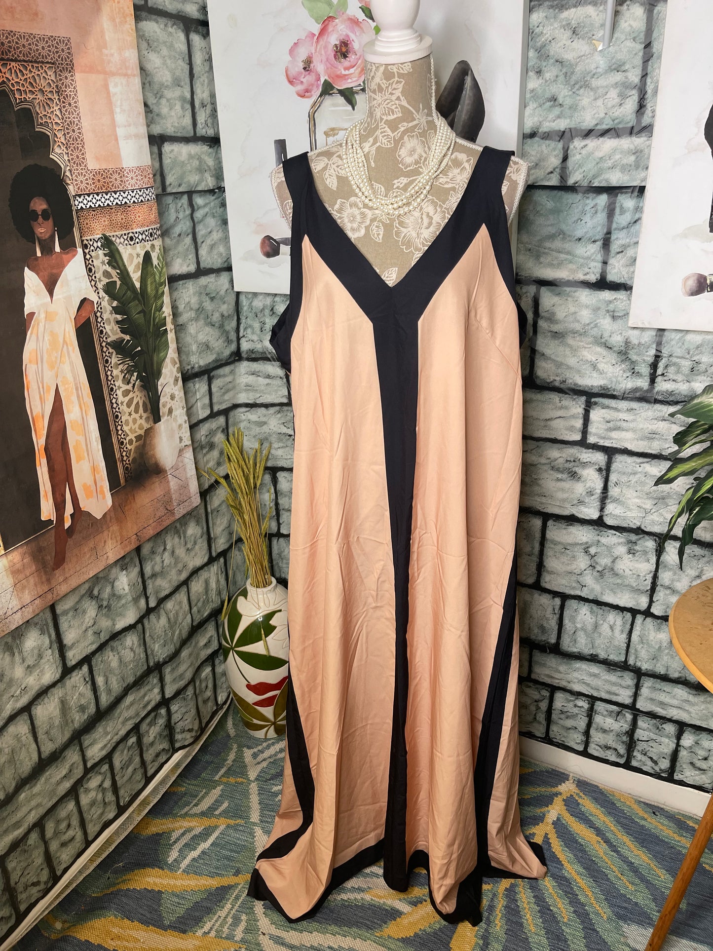 Shein Tan Black Dress Women sz 2XL