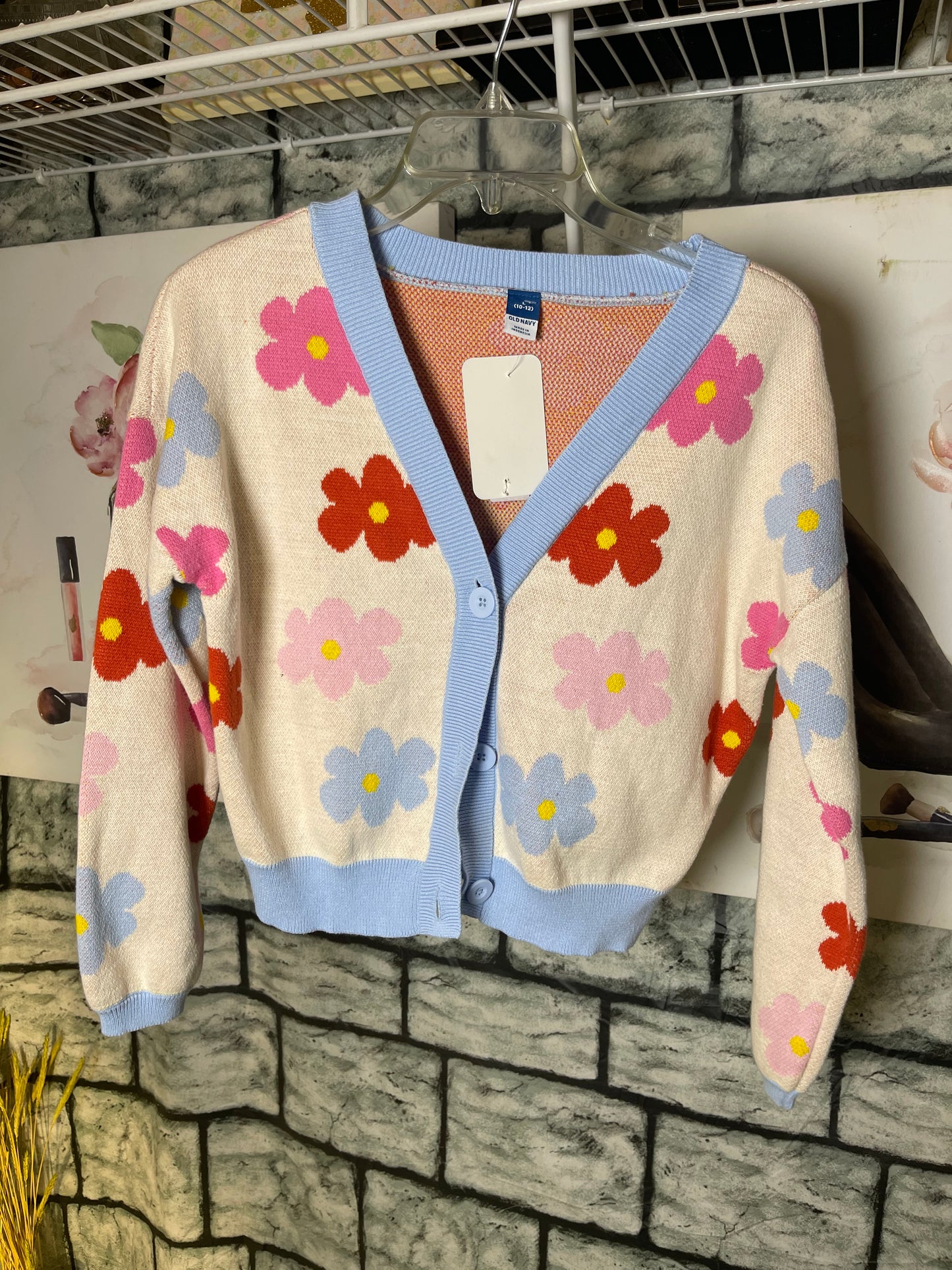 Old Navy Floral Sweater Girls sz Large 10/12