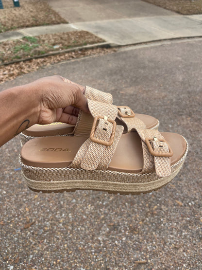 Soda Tan Platform Sandals Women sz 9