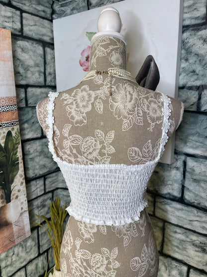 Shein White Floral Top Women sz XS