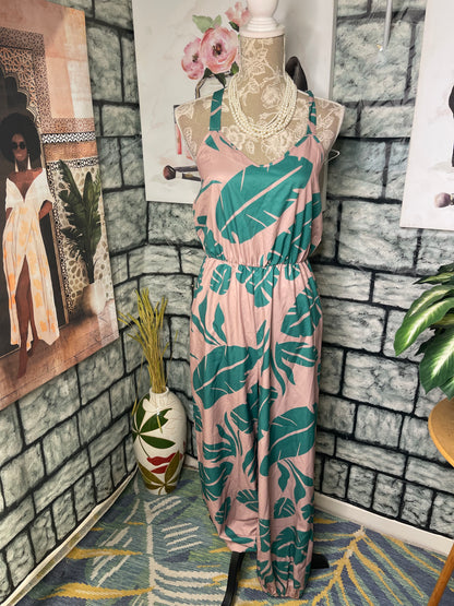 Shein Brown Green Jumpsuit Women sz Medium