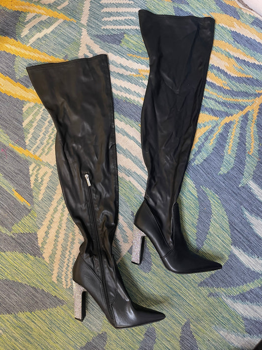 Cape Robbin Black Rhinestone Heels Women sz 10