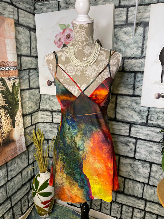 Urban Outfitters Dark Colorful Dress Women sz Medium