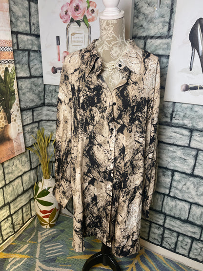 Brown Black Button Blouse Women sz 4XL