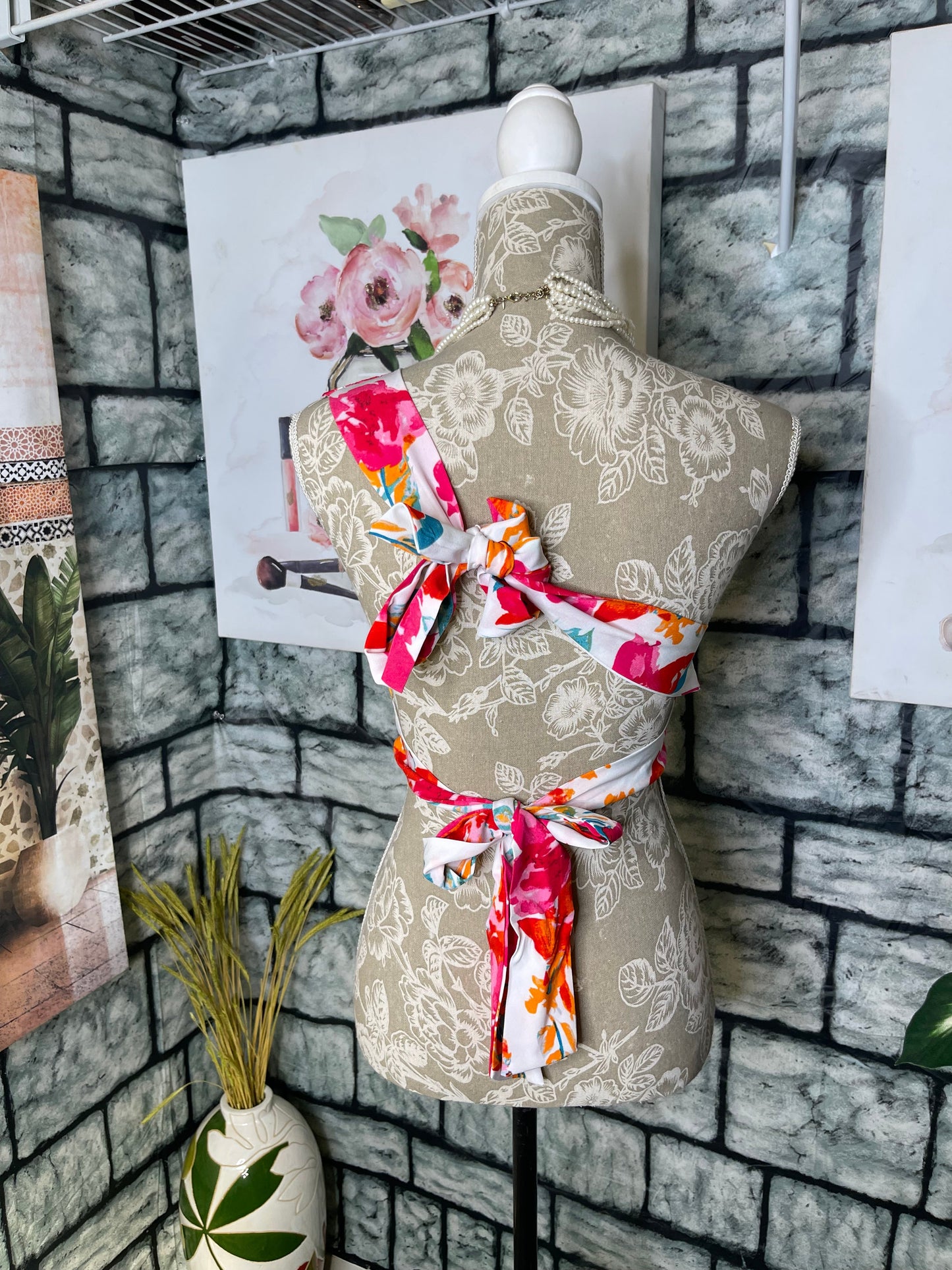 Shein Floral Crop Blouse Women sz Small