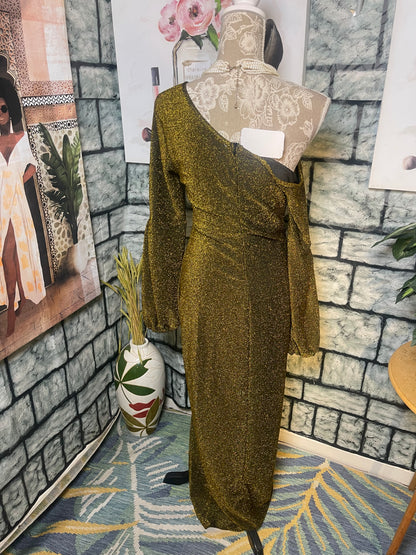Gold Black Dress Women sz Medium