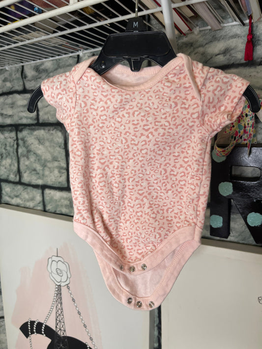 DKNY Pink Animal Print Onesie Girls sz 0-3M