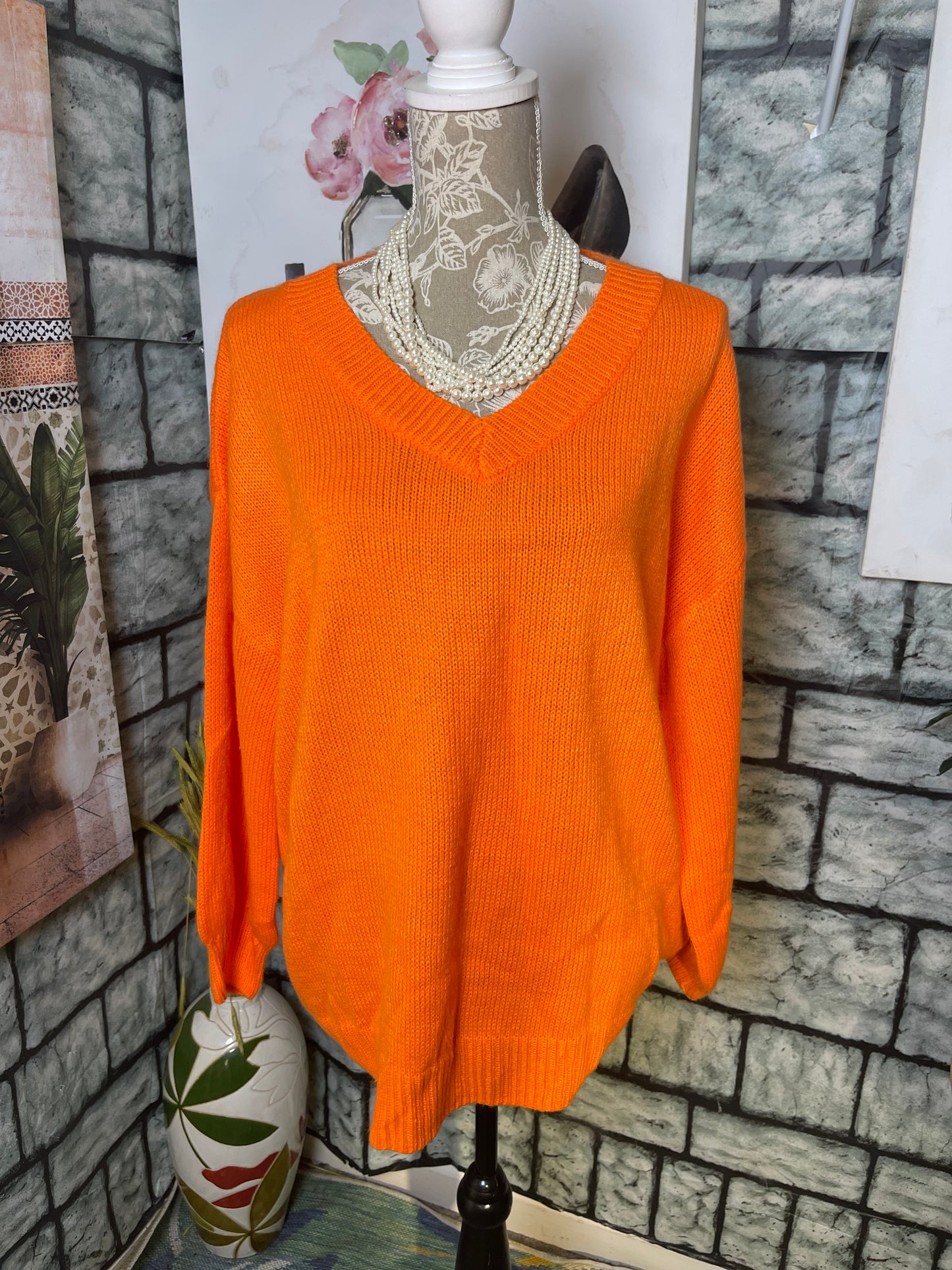 Shein Orange Sweater Women sz 1XL