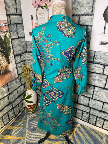 Boemo Green Button Dress Women Sz Medium