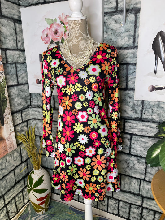 Black Floral Dress Women sz Small