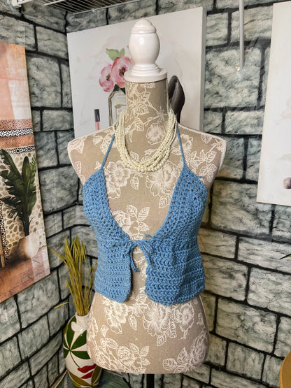 Blue Crop Top Women sz Small / Medium