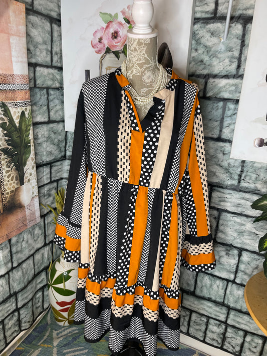 Shein Orange Black Dress Women sz 4XL