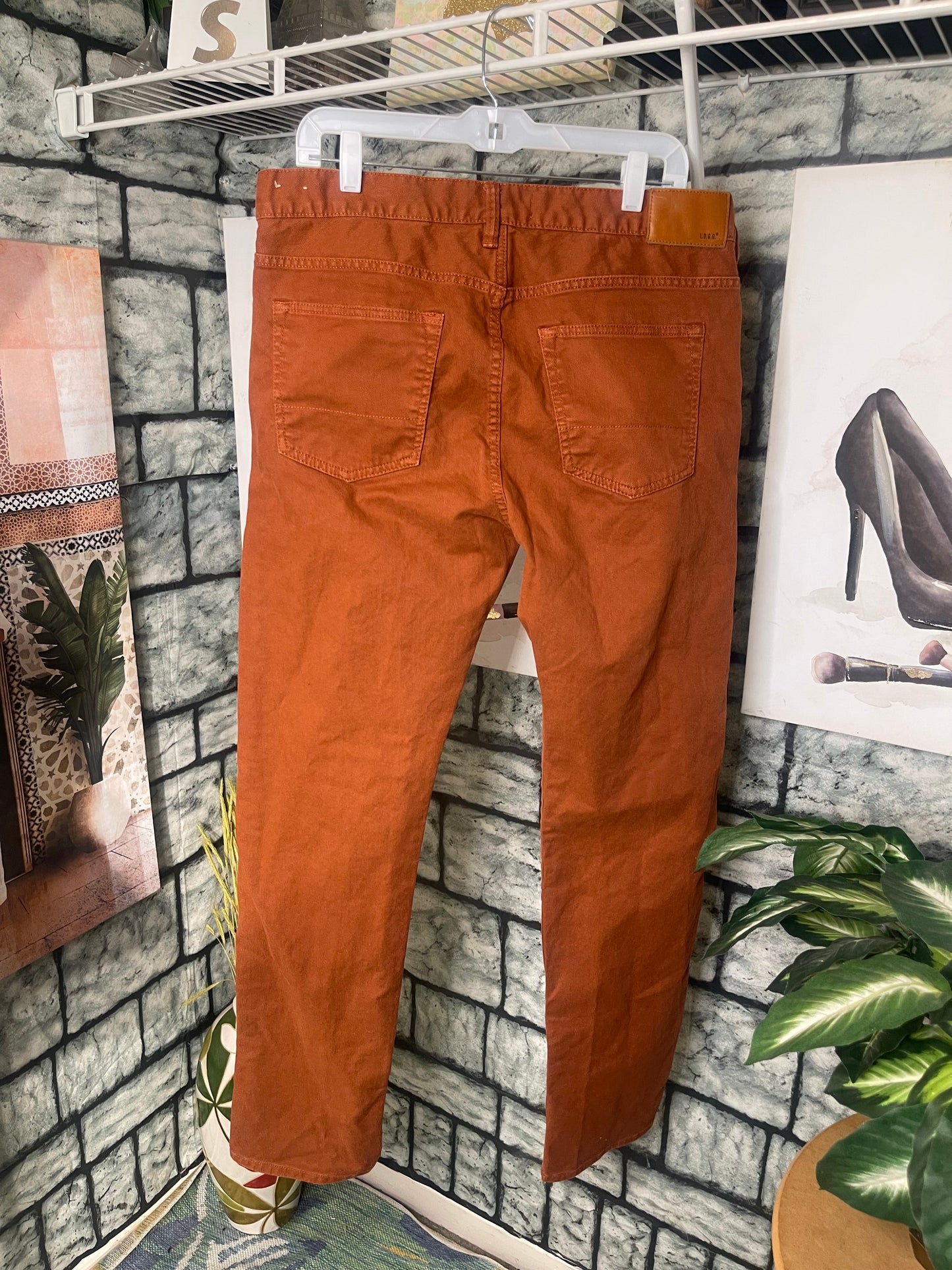 H&M Dark Orange Denim Jeans Men sz 36
