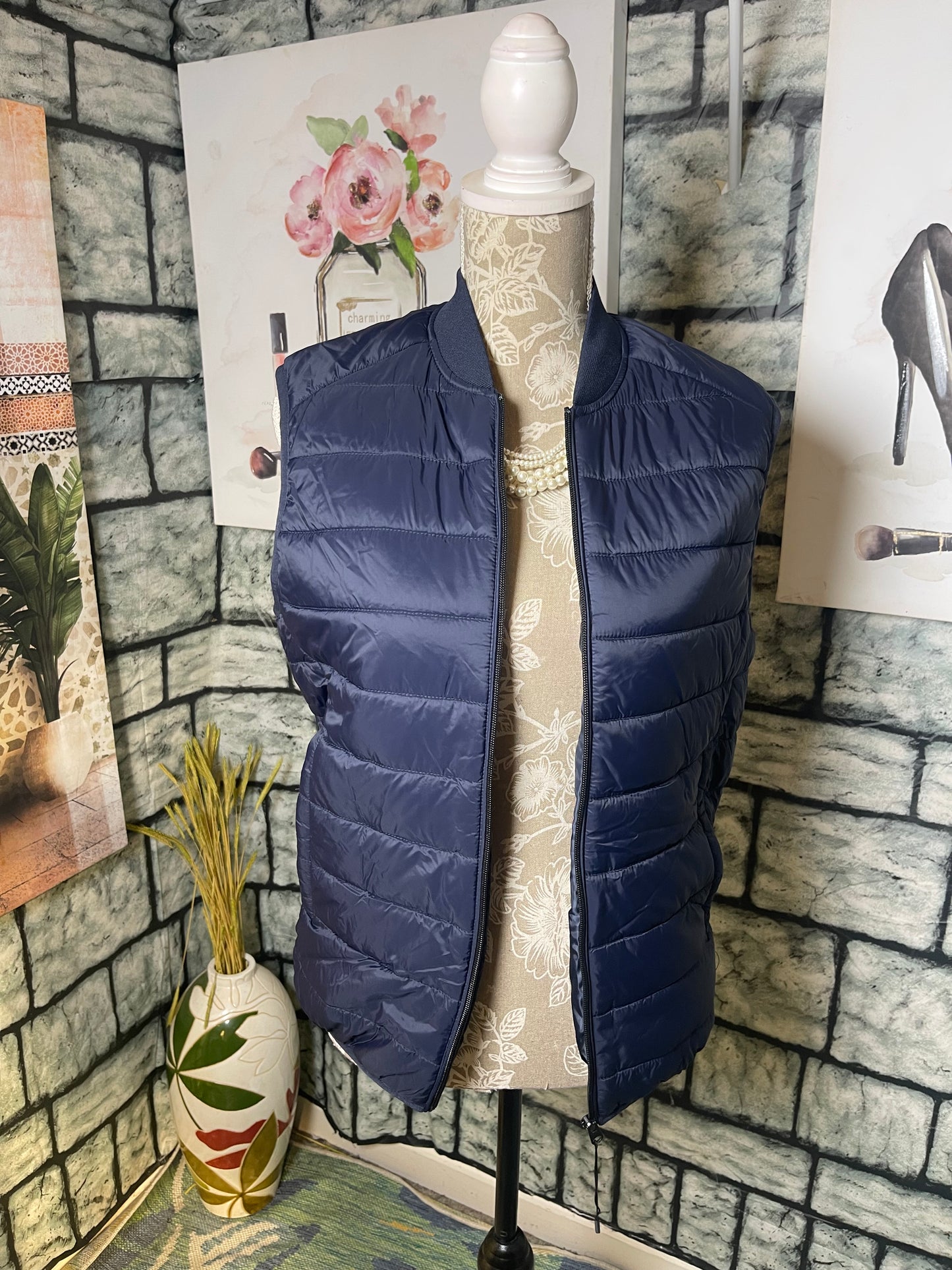 Zara Navy Vest Women sz Small