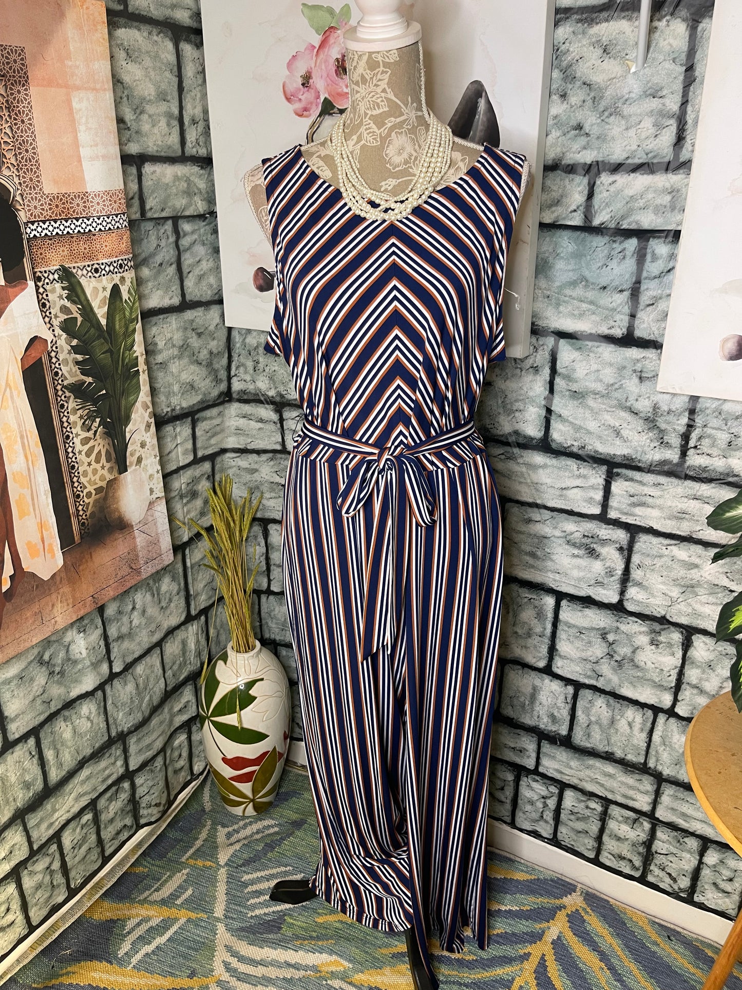 Du juour Blue Orange Jumpsuit Women sz 1XL