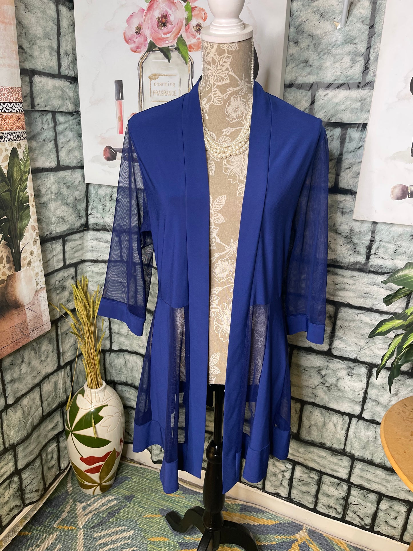 R&M Richards Blue Blouse Women sz 14