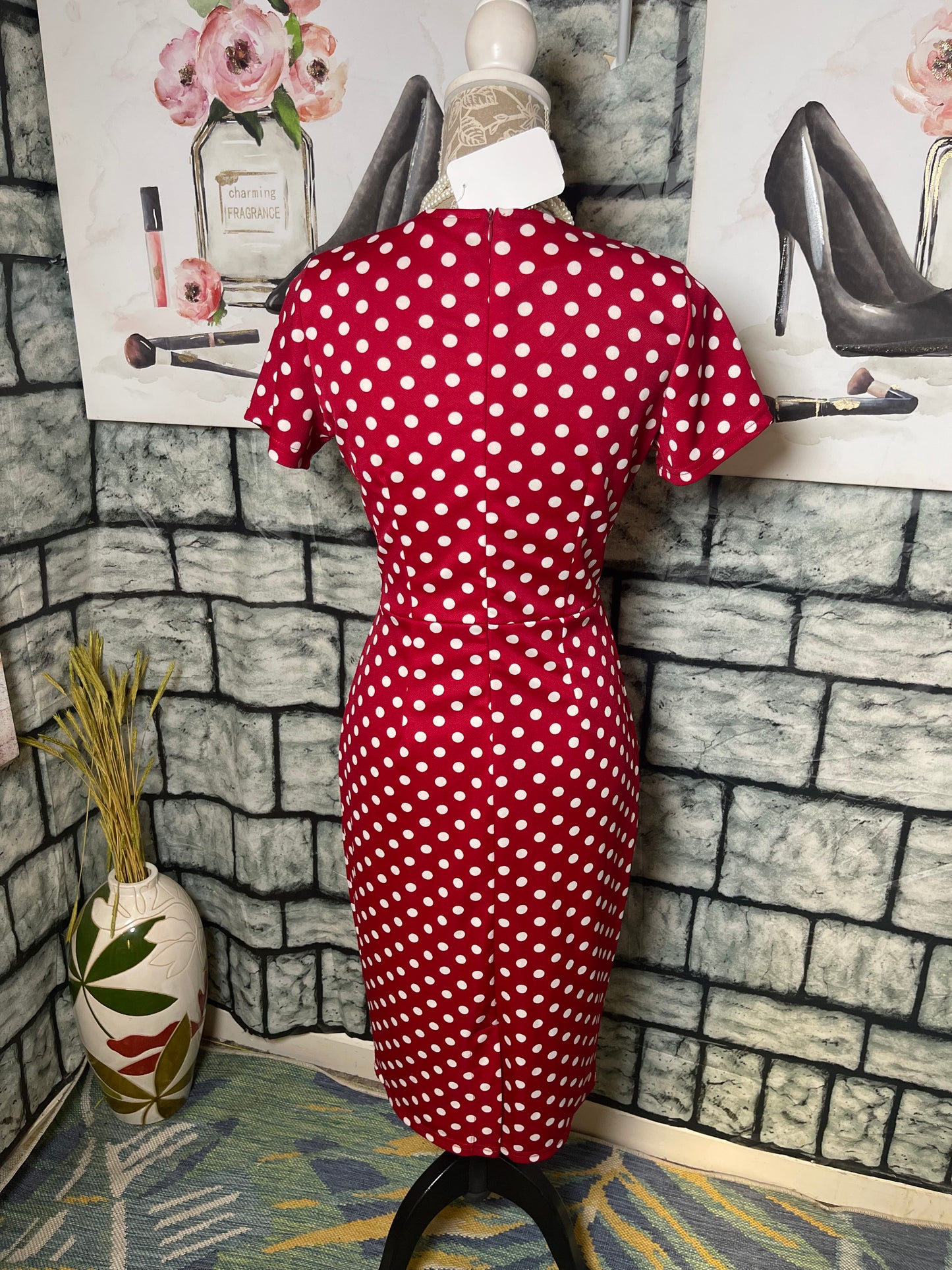 NEW Red White Polka Dot Dress Women sz Small