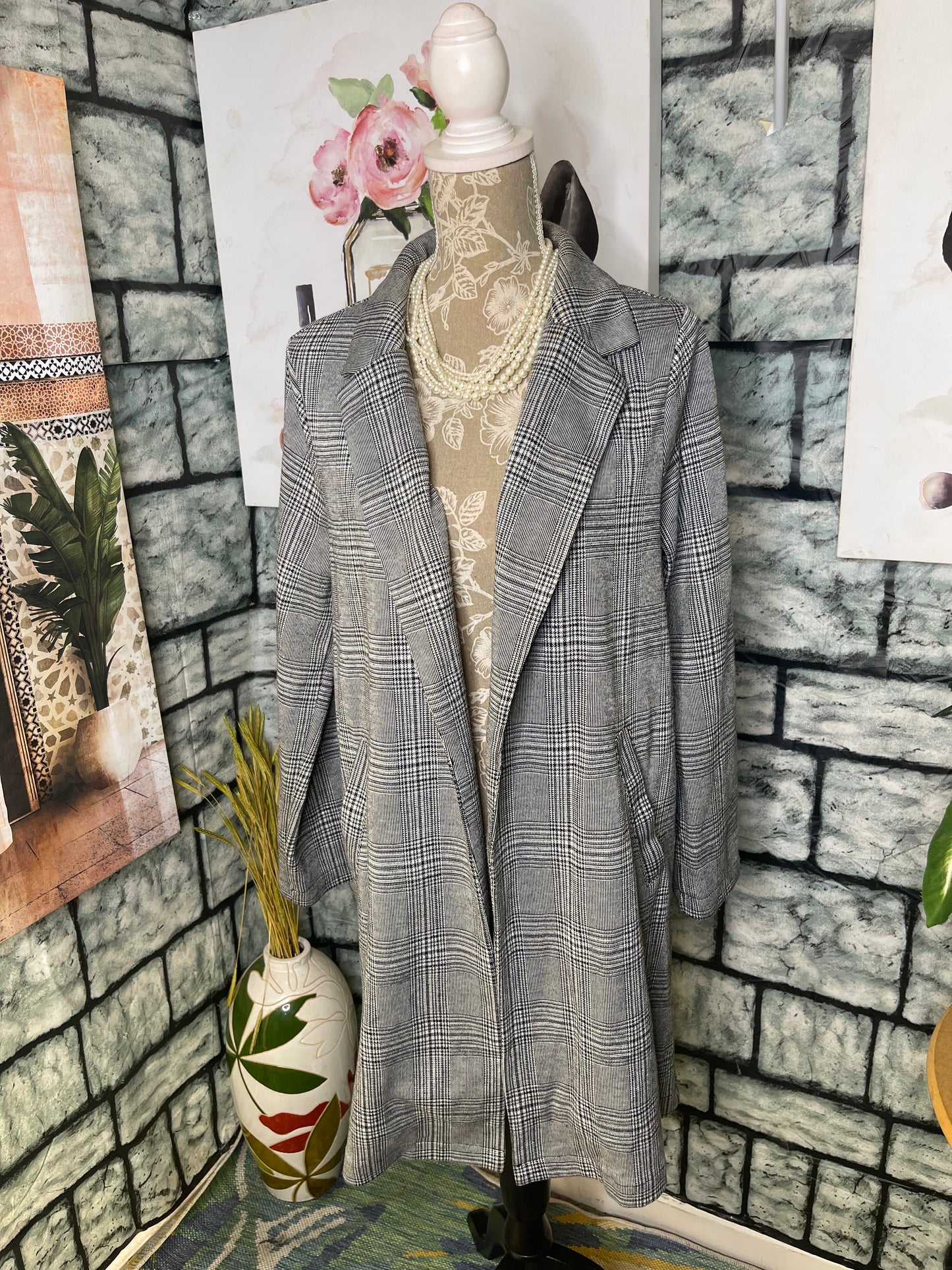 Melloday Black Gray Blazer Jacket Women sz Medium