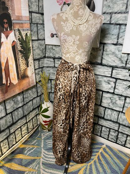 Brown Black Print Cover Wrap Women sz Small