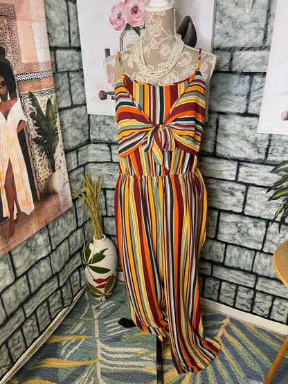 Toxka Orange Green Jumpsuit Women sz 1XL