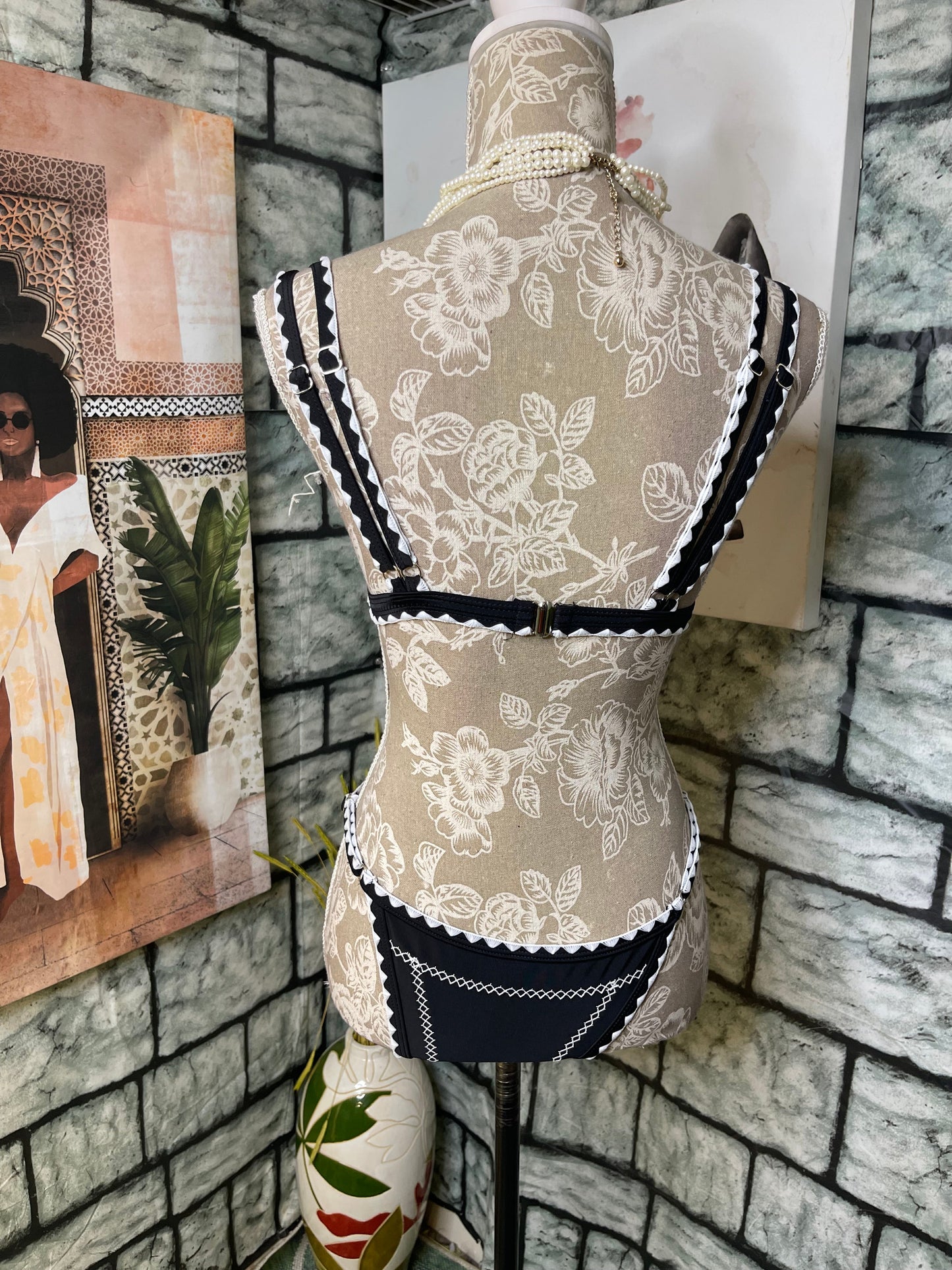 Black White Swimsuit Women sz Small