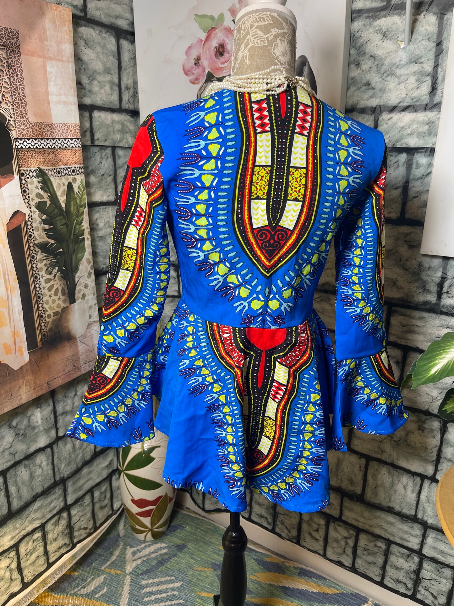 blue black Print Bloue Women sz Medium