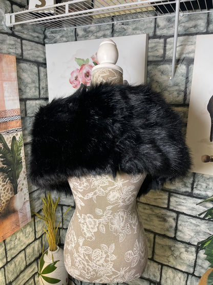 Black Fur Cover Top/ Wrap Women One Size