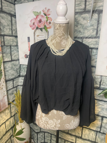 Gianni Bini Black Blouse Women sz Medium