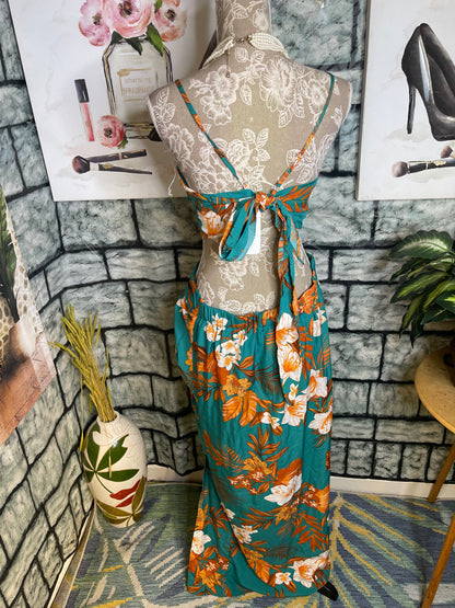 Shein Green Orange Floral Skirt Women sz 0XL