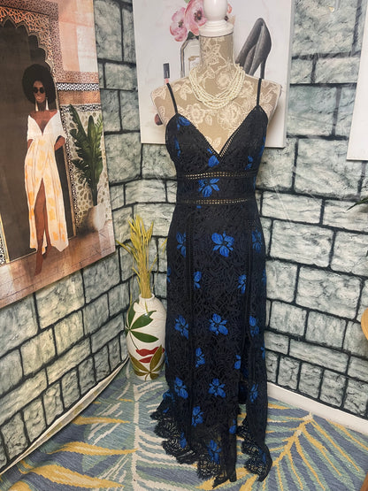 BeBe Blue Black Dress Women sz 8