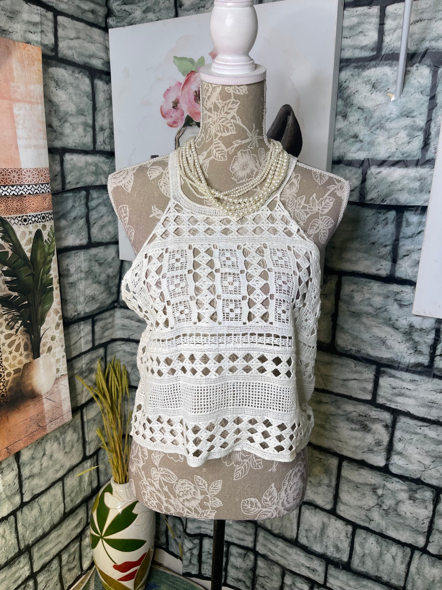 Elodie White Blouse Women sz Medium