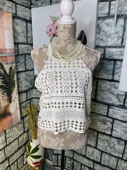 Elodie White Blouse Women sz Medium