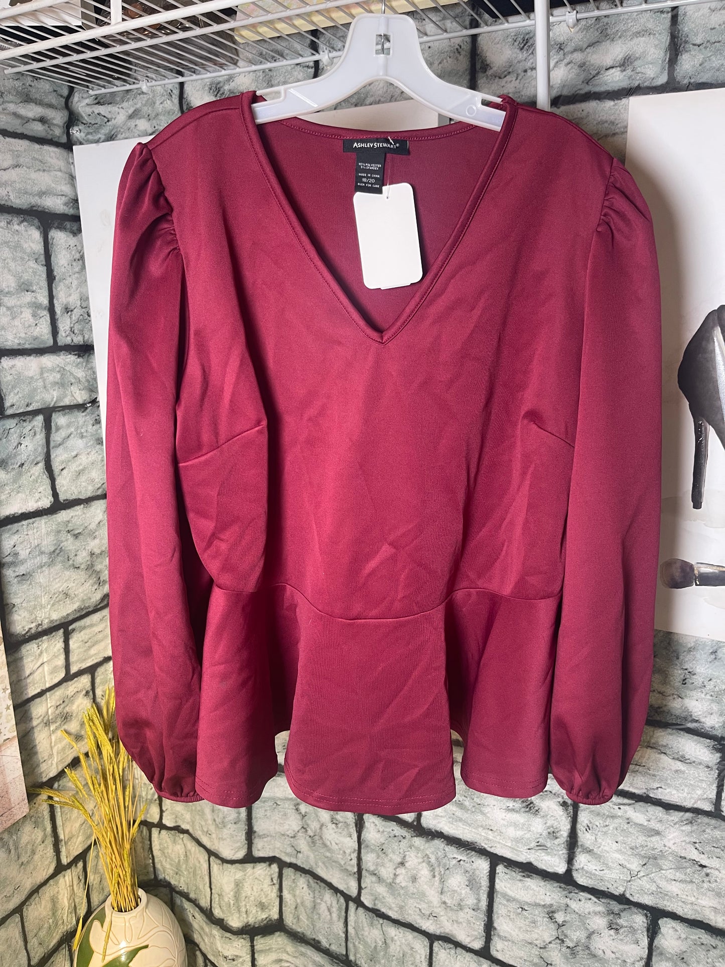 Ashley Stewart Burgundy Blouse Women sz 18/20