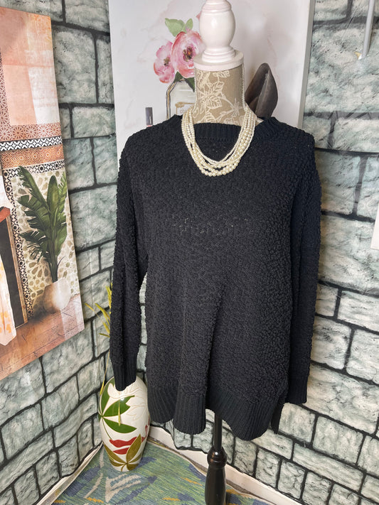 Zenana Black Fuzzy Oversize Sweater Women sz XL