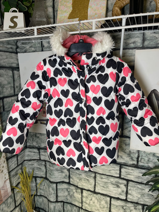 Carter's Black Print Heart Coat Girls sz 6