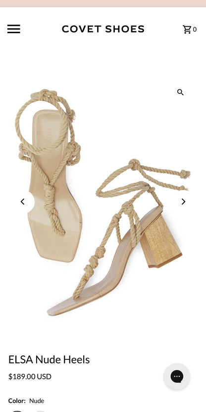 NEW Covet Beige Rope Heels Women sz 37 = sz 7