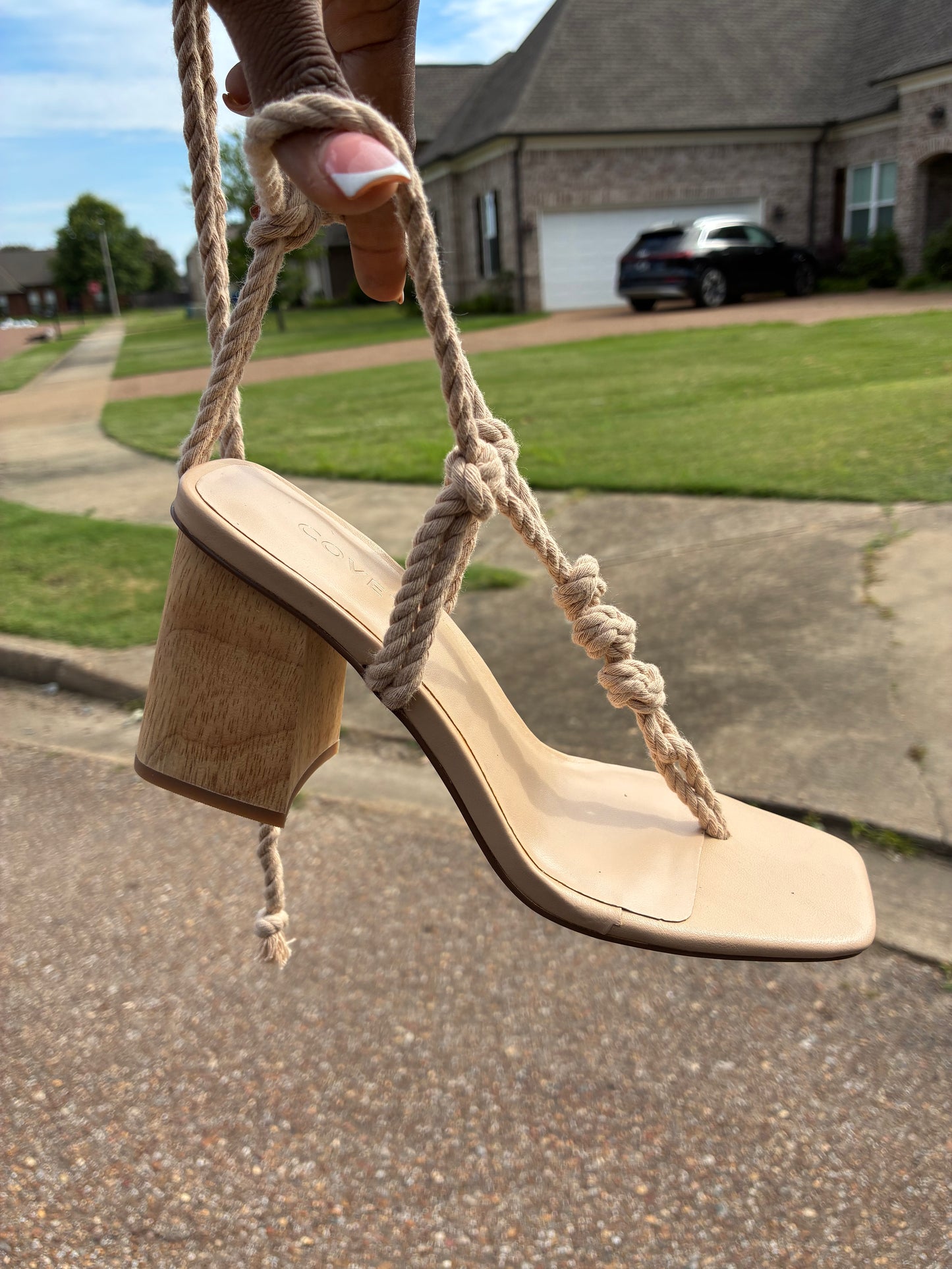 NEW Covet Beige Rope Heels Women sz 37 = sz 7