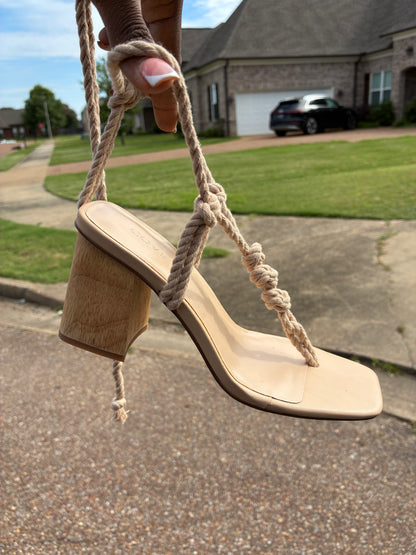 NEW Covet Beige Rope Heels Women sz 37 = sz 7