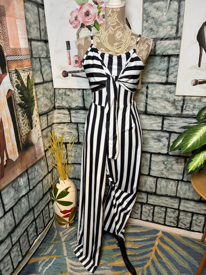Black White Jumpsuit Women sz Large