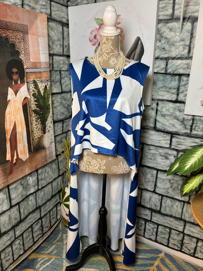 NEW Stylewe Blue White Blouse Women sz XL