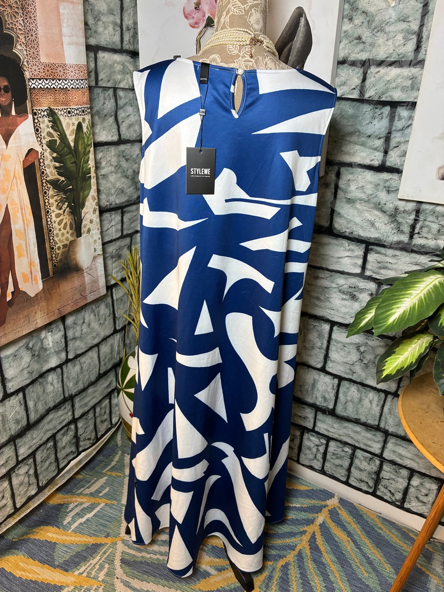 NEW Stylewe Blue White Blouse Women sz XL