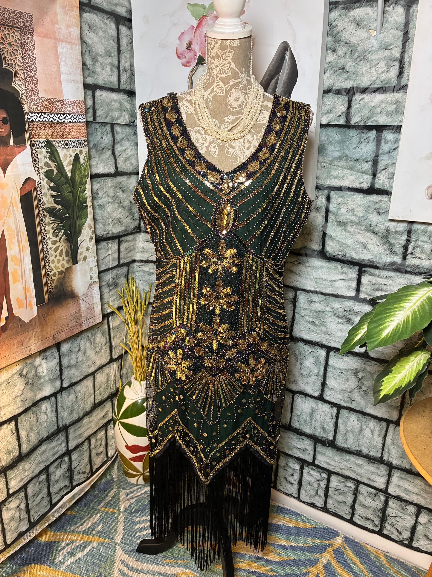 NEW Green Black Dress Women sz 2XL